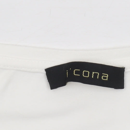 Icona Womens White Rhinestone 'Wild' T-Shirt Size 16