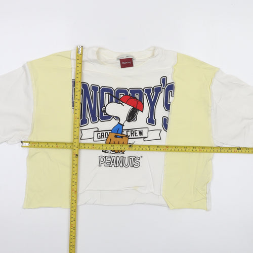 Pull & Bear Peanuts Women's Multicoloured Snoopy Cropped T-Shirt Size S