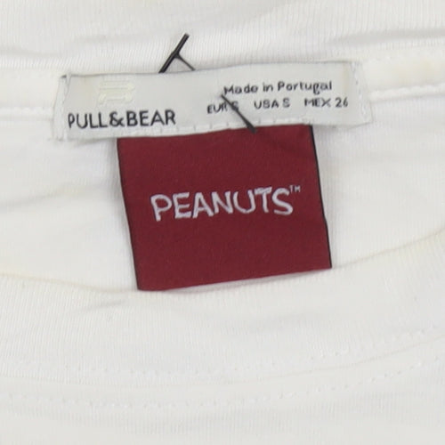 Pull & Bear Peanuts Women's Multicoloured Snoopy Cropped T-Shirt Size S
