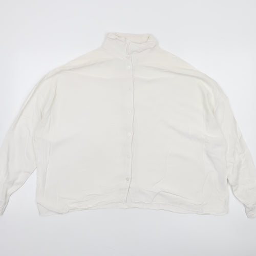 ASOS Women’s White Viscose Long Sleeve Button-Up Shirt Size 10