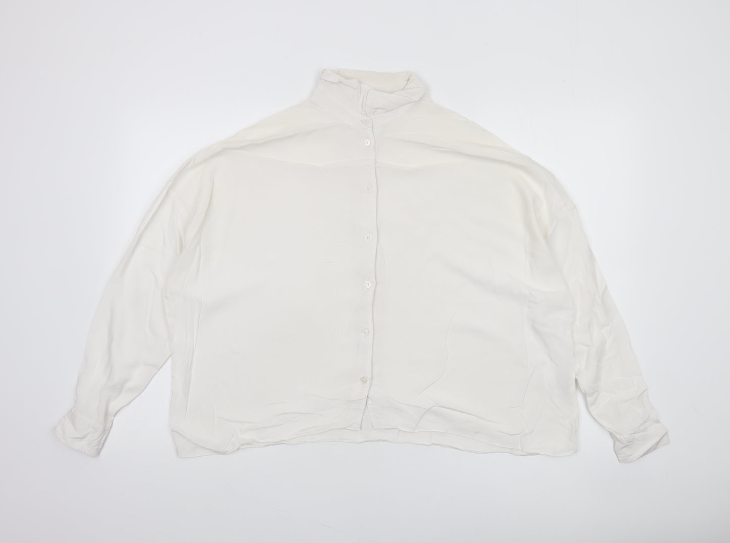 ASOS Women’s White Viscose Long Sleeve Button-Up Shirt Size 10