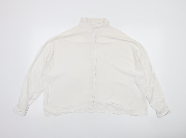 ASOS Women’s White Viscose Long Sleeve Button-Up Shirt Size 10