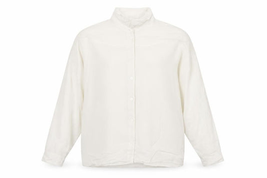 Front view of ASOS Women’s White Viscose Long Sleeve Button-Up Shirt, size UK 10