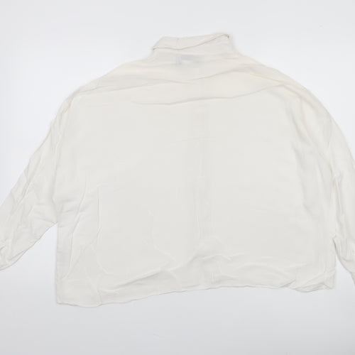 ASOS Women’s White Viscose Long Sleeve Button-Up Shirt Size 10
