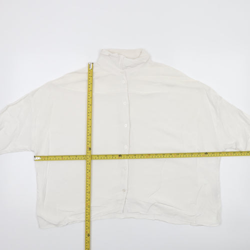 ASOS Women’s White Viscose Long Sleeve Button-Up Shirt Size 10