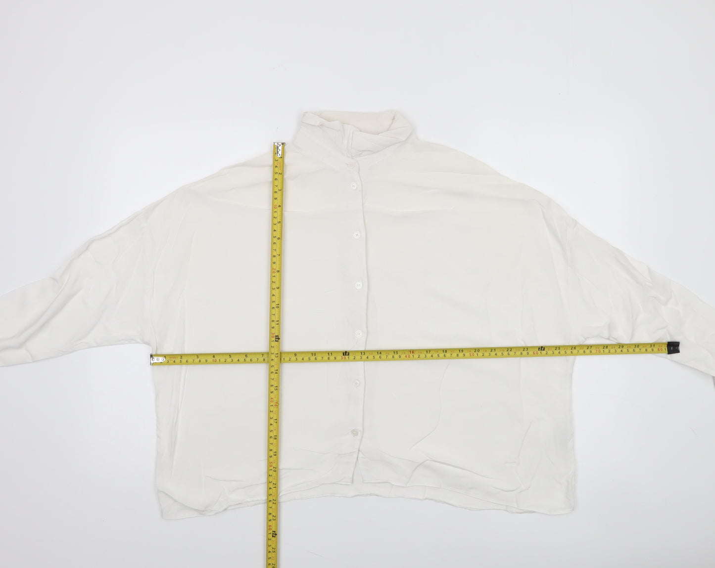 ASOS Women’s White Viscose Long Sleeve Button-Up Shirt Size 10