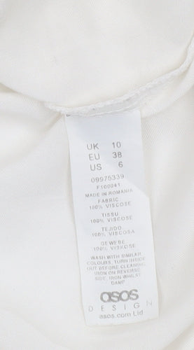 ASOS Women’s White Viscose Long Sleeve Button-Up Shirt Size 10