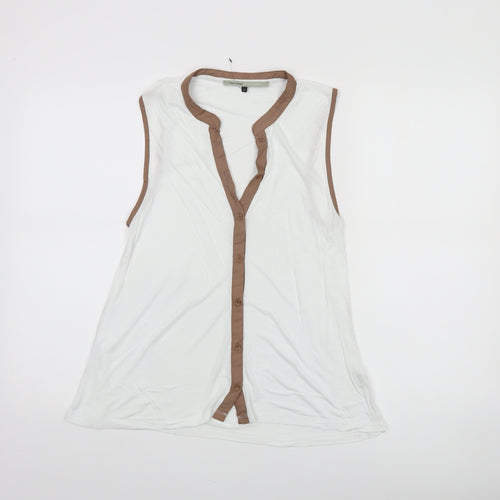 River Island Womens White Sleeveless Button Blouse Size 8