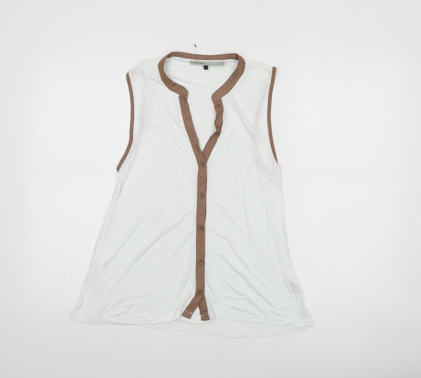 River Island Womens White Sleeveless Button Blouse Size 8