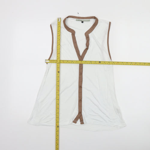 River Island Womens White Sleeveless Button Blouse Size 8