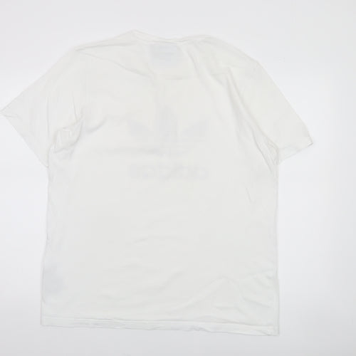 Adidas Men's White Large Trefoil Logo T-Shirt Short Sleeve Cotton