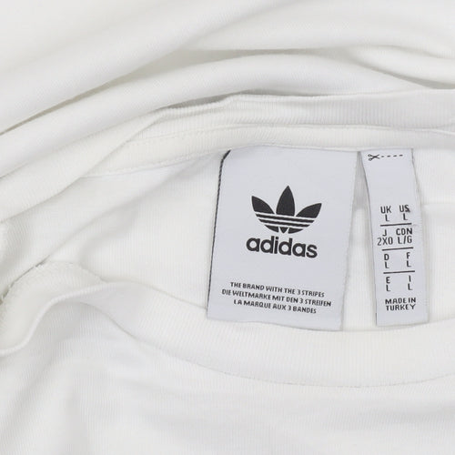 Adidas Men's White Large Trefoil Logo T-Shirt Short Sleeve Cotton
