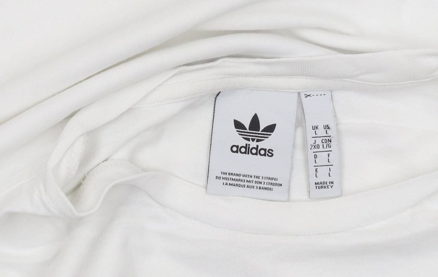 Adidas Men's White Large Trefoil Logo T-Shirt Short Sleeve Cotton