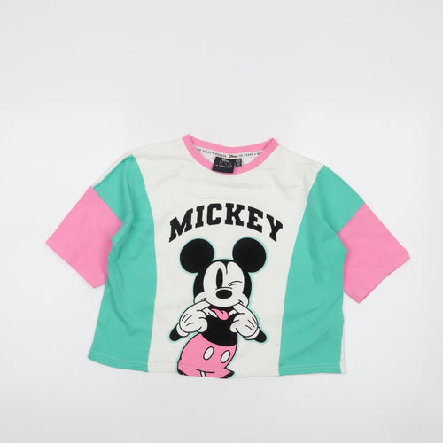 Disney at Primark Girls Multicoloured Mickey Mouse Cropped T-Shirt 10-11 Years