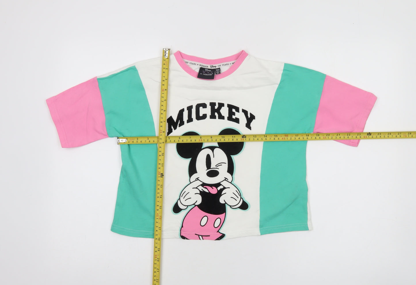 Disney at Primark Girls Multicoloured Mickey Mouse Cropped T-Shirt 10-11 Years