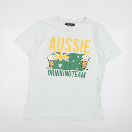 Tweed River Men's White M Aussie Drinking Team Graphic Cotton T-Shirt