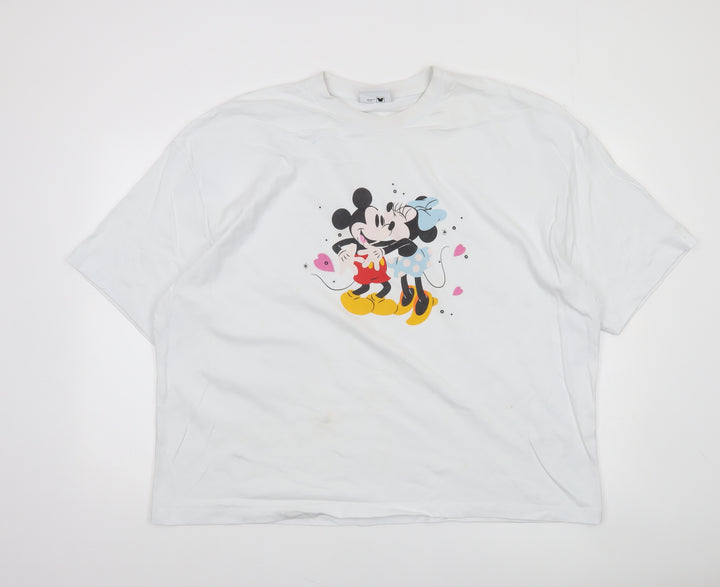 ASOS Women White 2XL Disney Mickey Minnie Relaxed Cotton T-Shirt