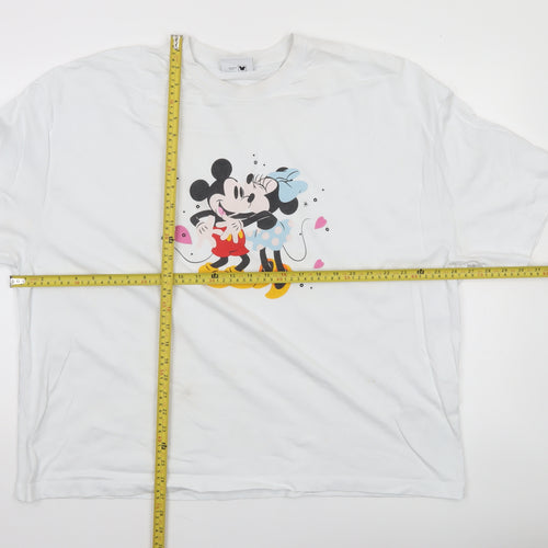 ASOS Women White 2XL Disney Mickey Minnie Relaxed Cotton T-Shirt