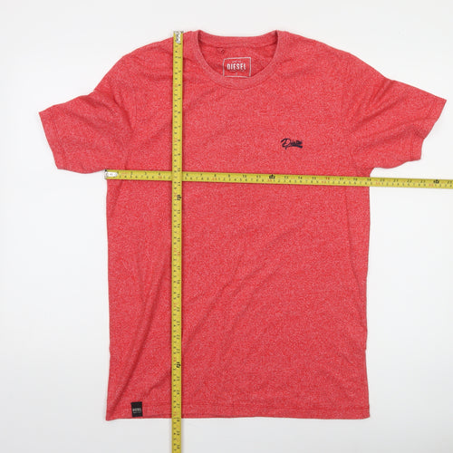 Diesel Men's Red Crew Neck Cotton Blend T-Shirt Size L