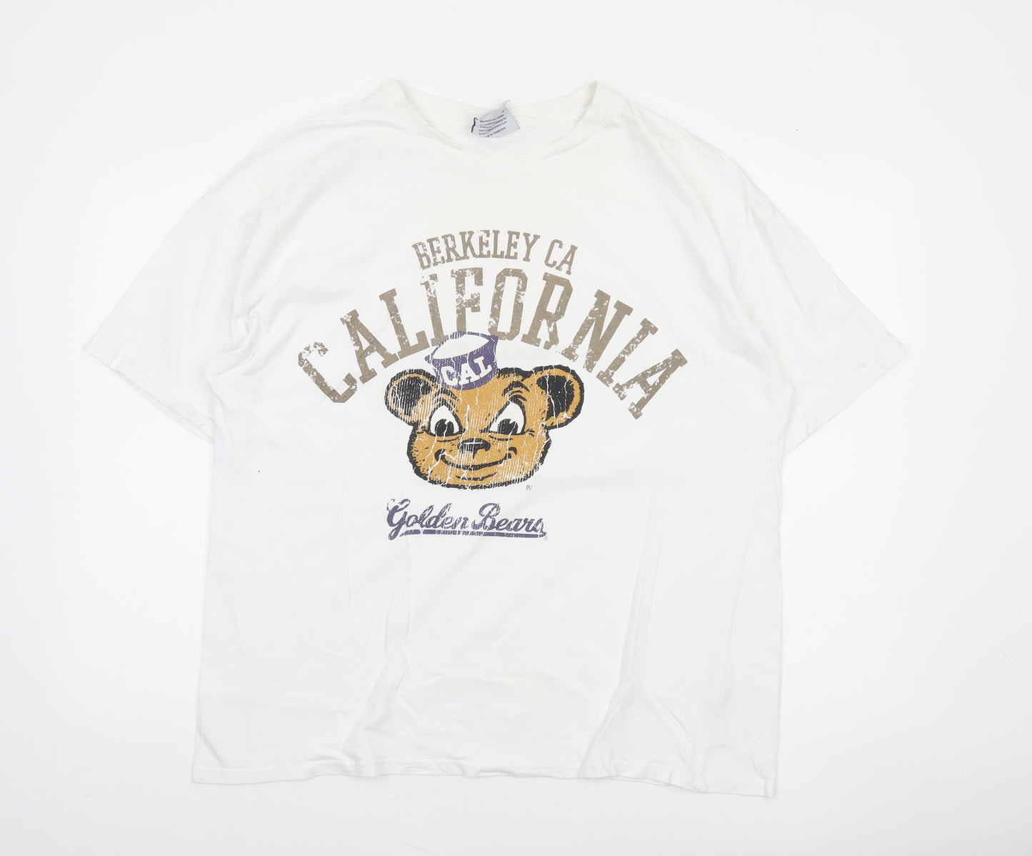 Berkeley University White Men's L T-Shirt California Graphic Print