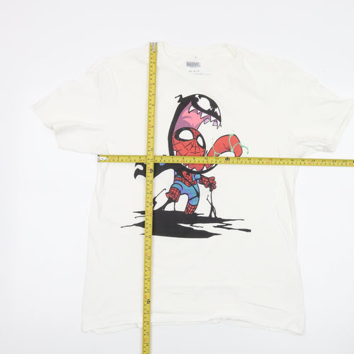 Marvel Men's White Spider-Man Graphic Print T-Shirt Size M