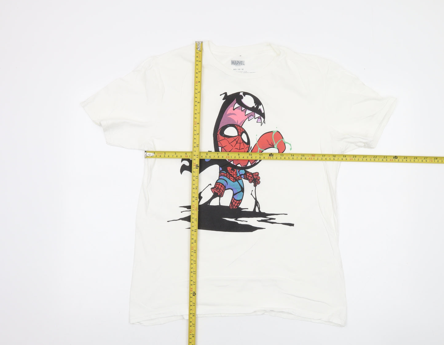 Marvel Men's White Spider-Man Graphic Print T-Shirt Size M