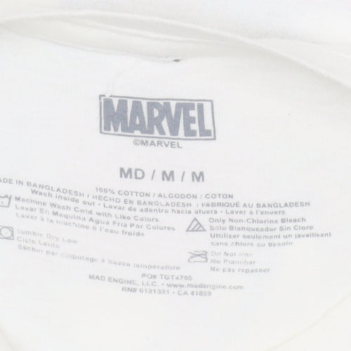 Marvel Men's White Spider-Man Graphic Print T-Shirt Size M