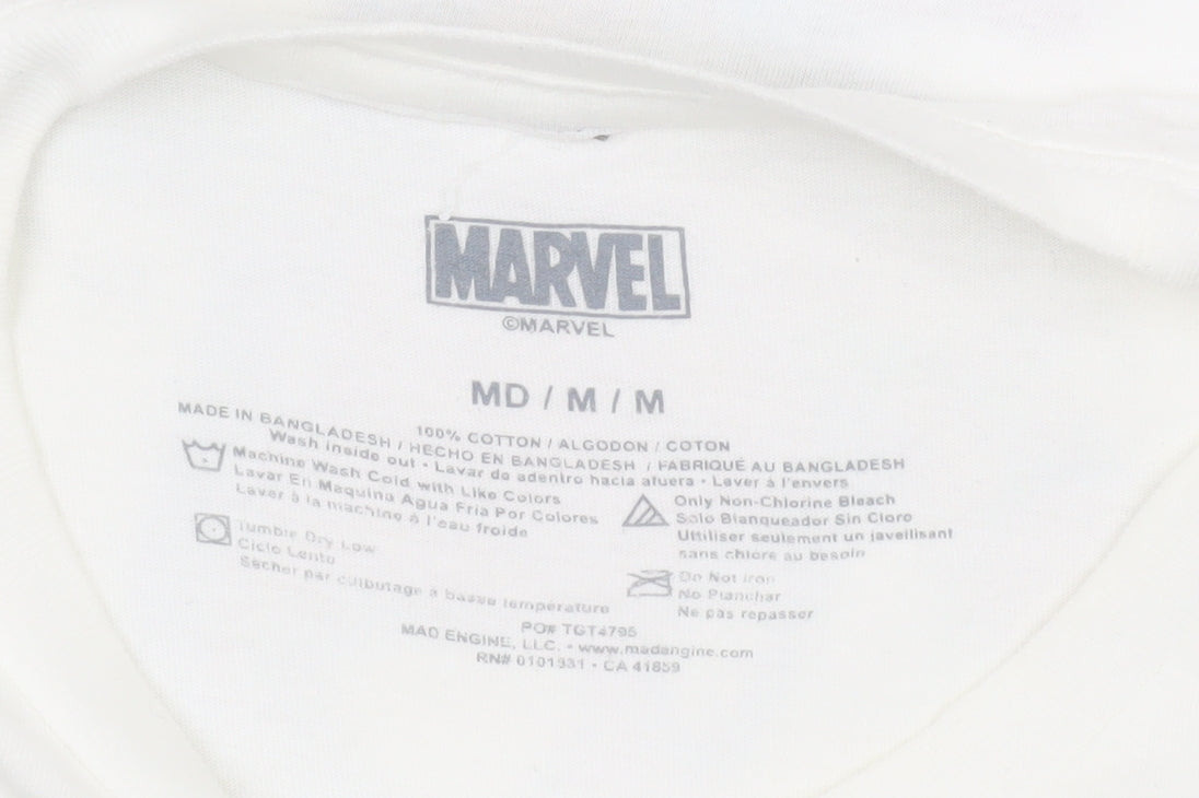 Marvel Men's White Spider-Man Graphic Print T-Shirt Size M