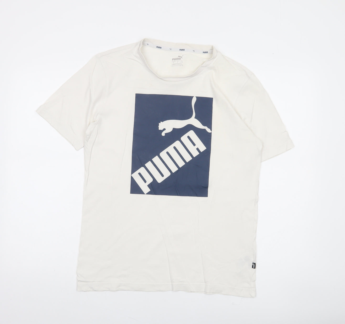 Puma Men’s White Small Logo Cotton Crew Neck Short Sleeve T-Shirt