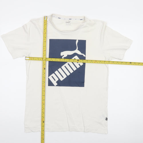 Puma Men’s White Small Logo Cotton Crew Neck Short Sleeve T-Shirt
