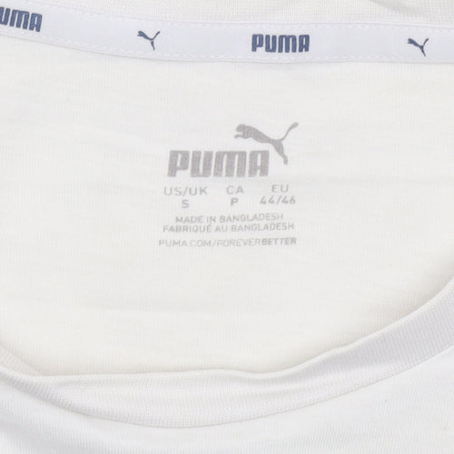 Puma Men’s White Small Logo Cotton Crew Neck Short Sleeve T-Shirt