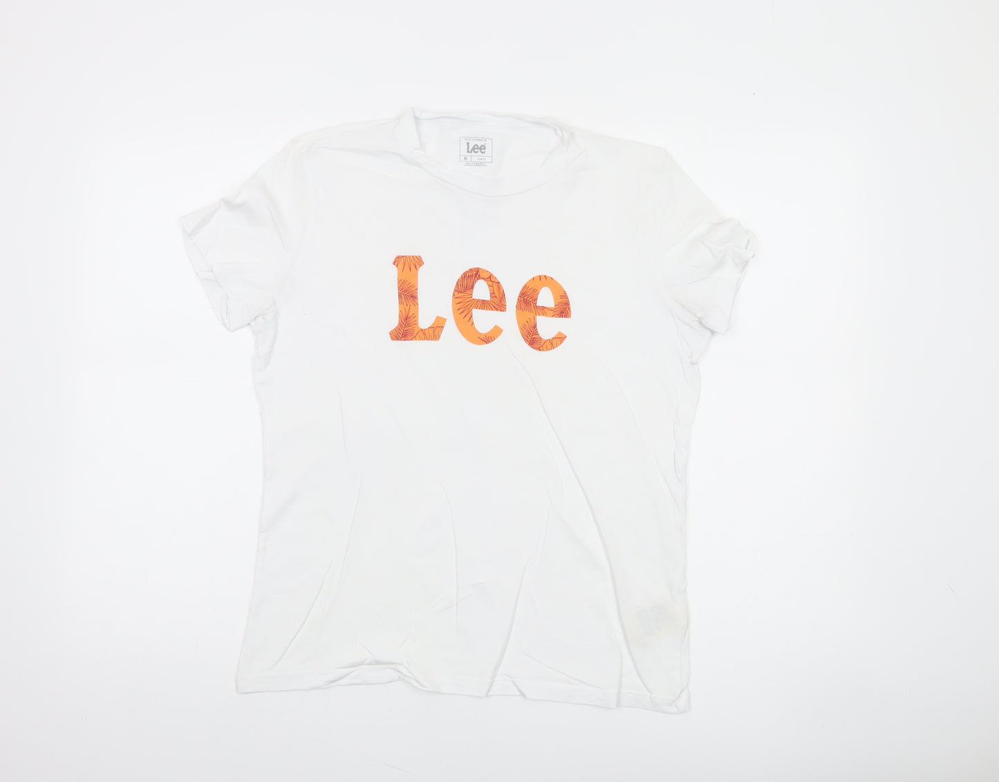 Lee Women's White Slim Fit Crew Neck Cotton T-Shirt M