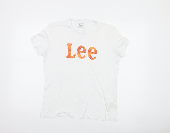 Lee Women's White Slim Fit Crew Neck Cotton T-Shirt M