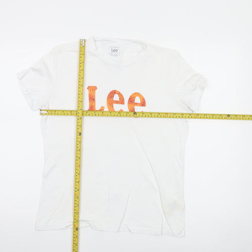 Lee Women's White Slim Fit Crew Neck Cotton T-Shirt M