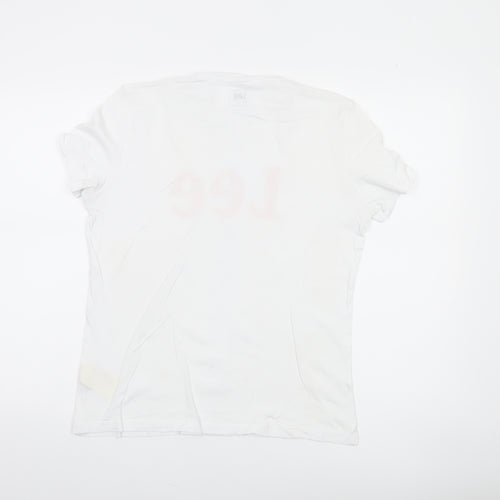Lee Women's White Slim Fit Crew Neck Cotton T-Shirt M