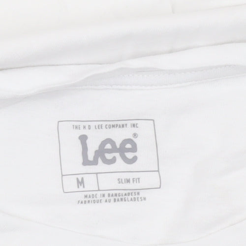 Lee Women's White Slim Fit Crew Neck Cotton T-Shirt M