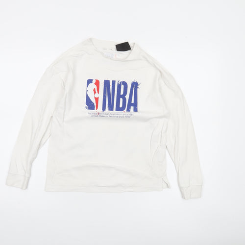 Zara Boys White NBA Long Sleeve Cotton T-Shirt Size 10 Years