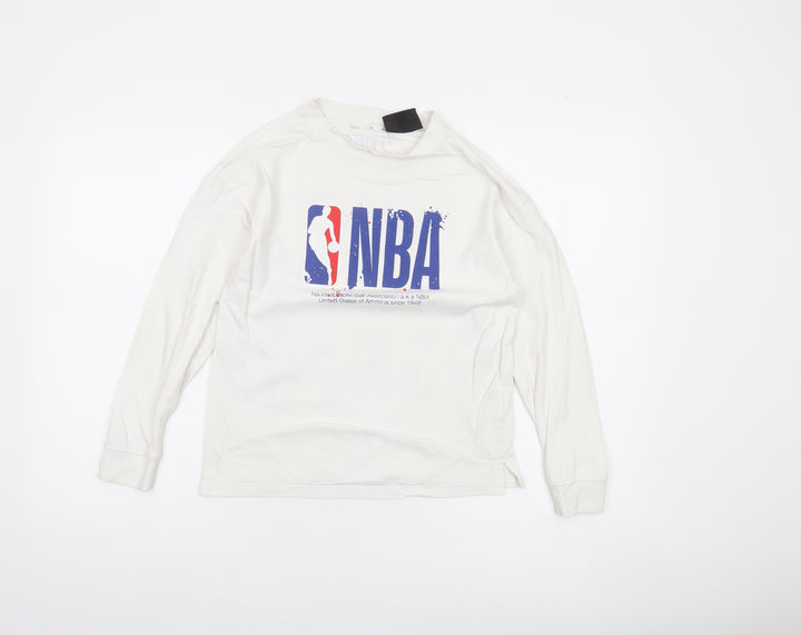 Zara Boys White NBA Long Sleeve Cotton T-Shirt Size 10 Years