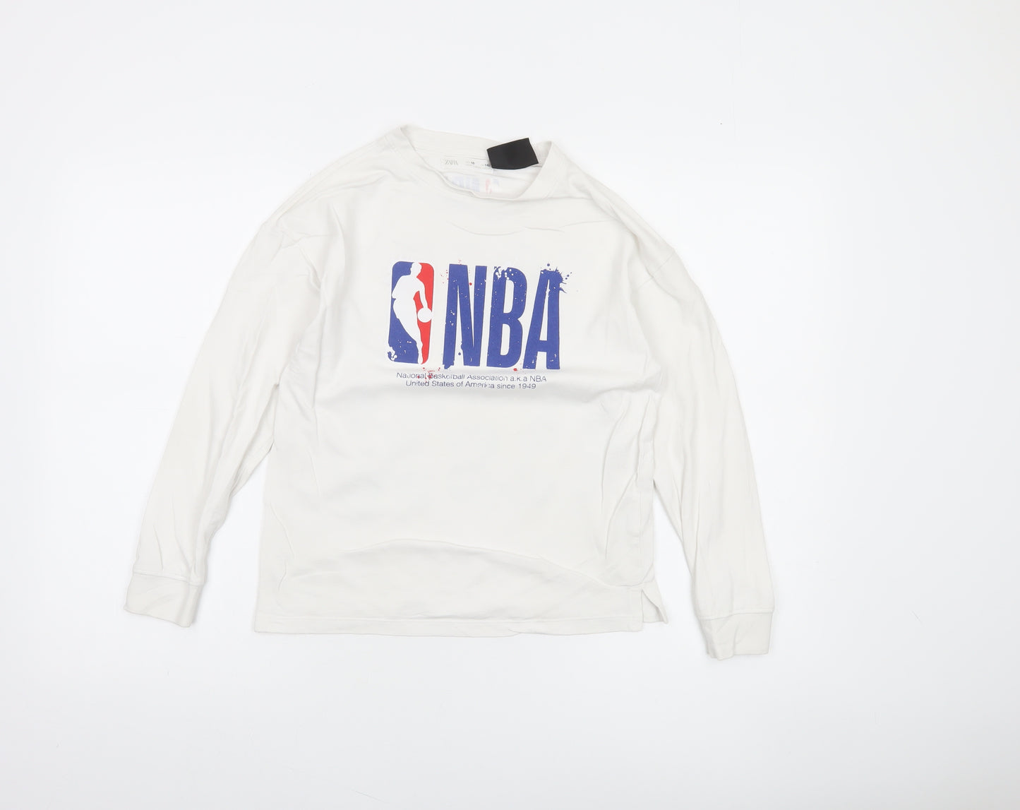 Zara Boys White NBA Long Sleeve Cotton T-Shirt Size 10 Years
