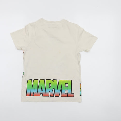 Marvel George Boys Beige Avengers Superhero Graphic Cotton T-Shirt 7-8 Years