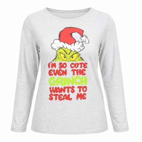 Women's The Grinch Grey Long Sleeve Christmas Nightshirt Size 8