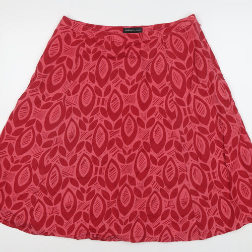 Great Plains Womens Red Geometric A-Line Midi Skirt Size 12