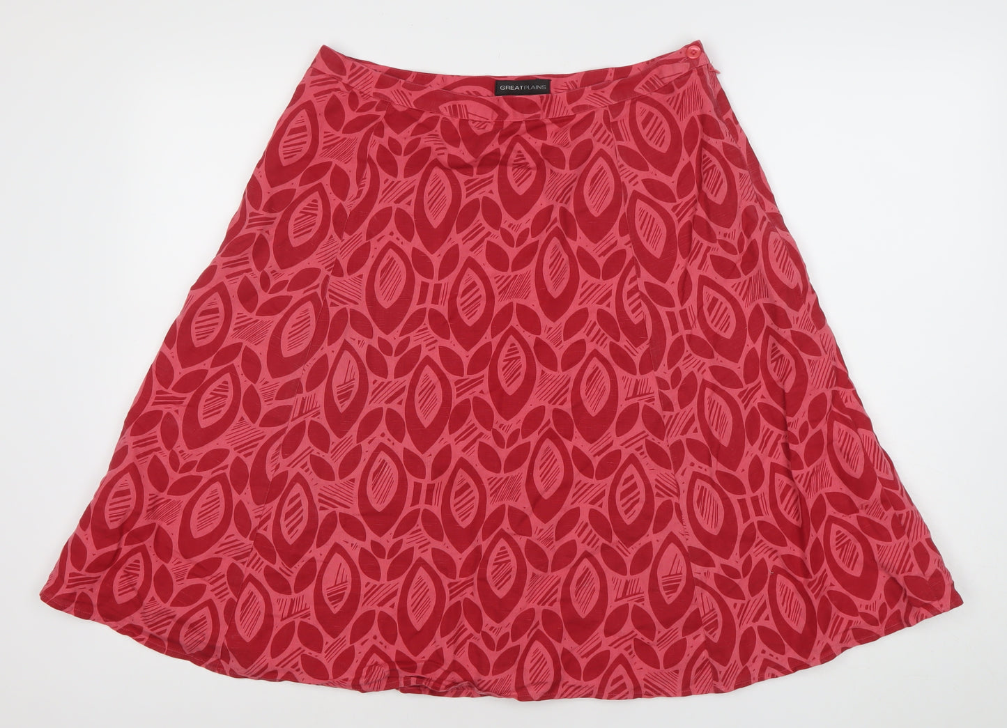 Great Plains Womens Red Geometric A-Line Midi Skirt Size 12
