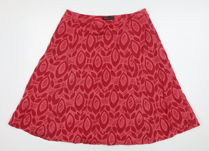 Great Plains Womens Red Geometric A-Line Midi Skirt Size 12
