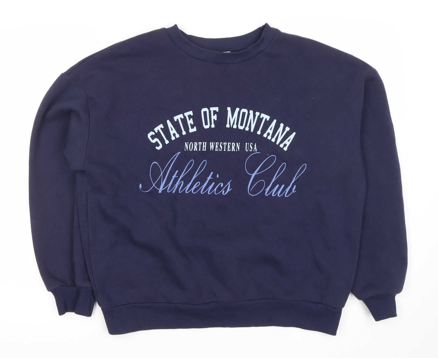 Papaya Women Navy Blue Pullover Sweatshirt S Crew Neck Cotton Blend