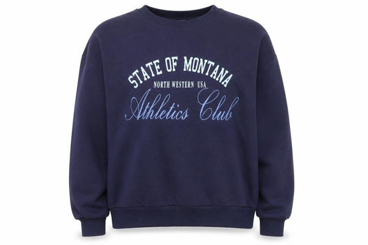 Front view of Papaya Women Navy Blue Pullover Sweatshirt S Crew Neck Cotton Blend