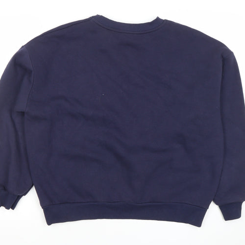 Papaya Women Navy Blue Pullover Sweatshirt S Crew Neck Cotton Blend