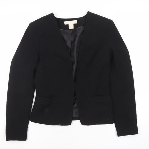 H&M Womens Black Fitted Blazer Jacket Size 6 Classic Workwear