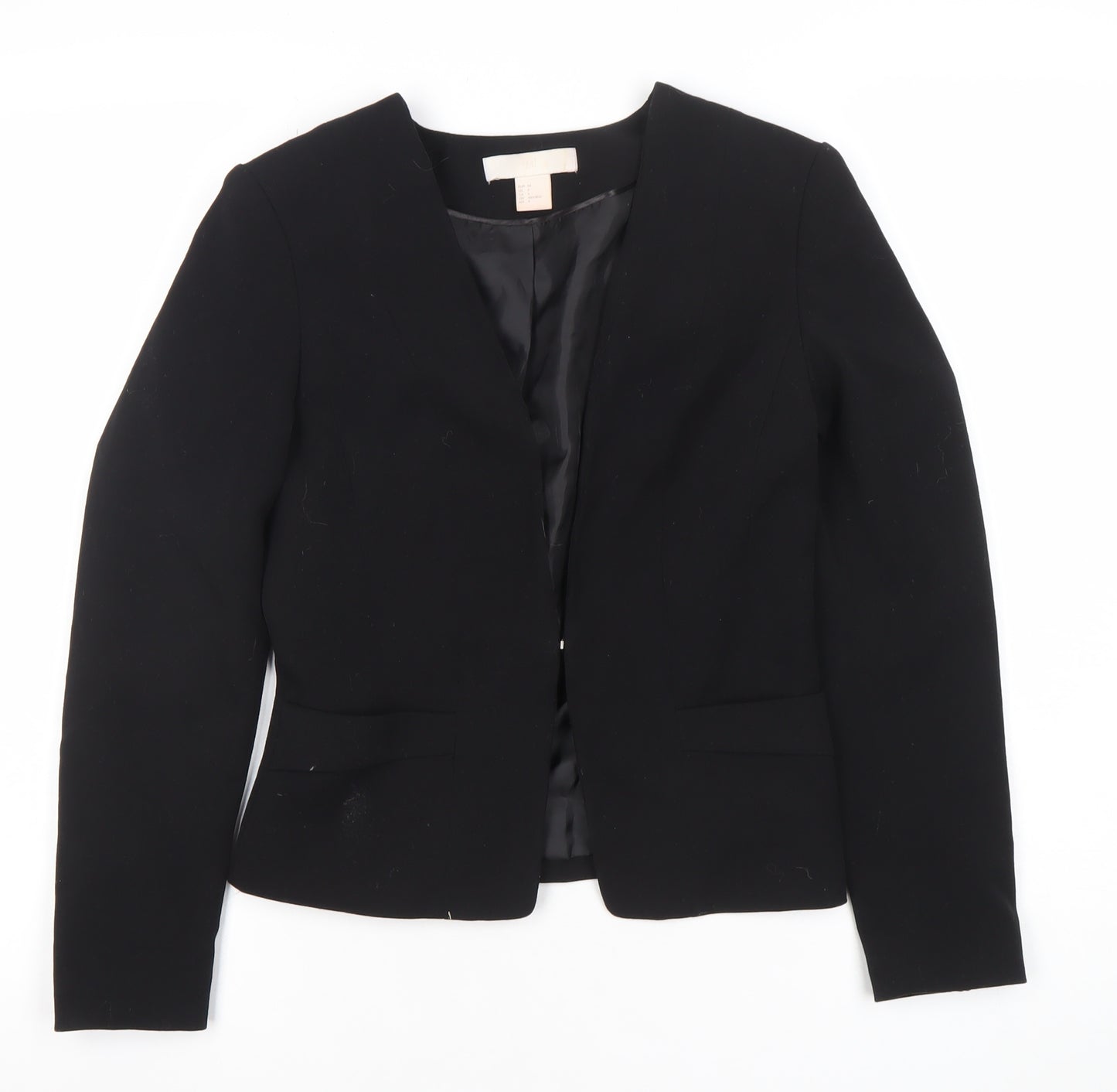 H&M Womens Black Fitted Blazer Jacket Size 6 Classic Workwear