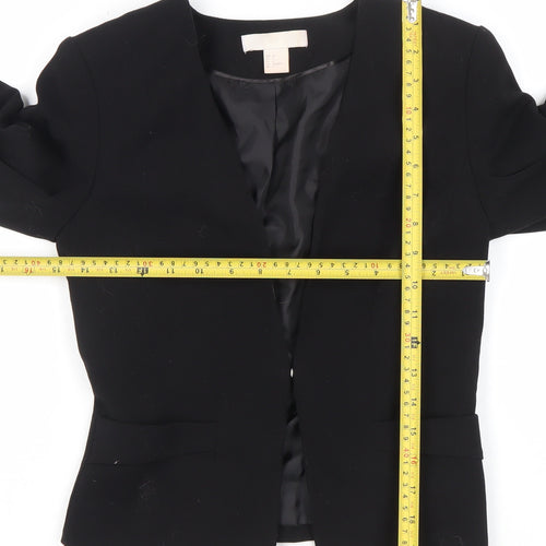 H&M Womens Black Fitted Blazer Jacket Size 6 Classic Workwear